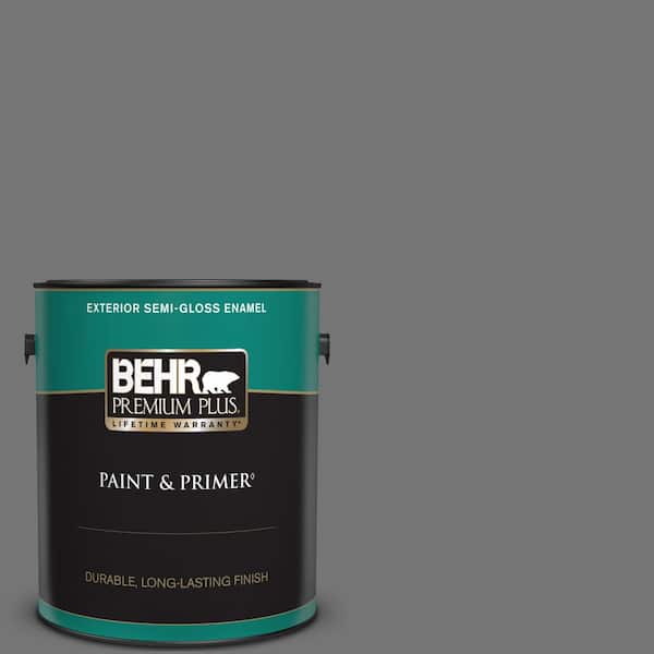 BEHR PREMIUM PLUS 1 gal. #N520-5 Iron Mountain Semi-Gloss Enamel Exterior Paint & Primer