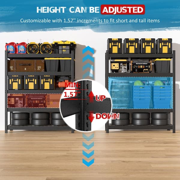 5-Shelf 72 in. Tall Metal Freestanding Adjustable Bookcase, Storage Shelving Unit in Black, 60 in. L x 24 in. W