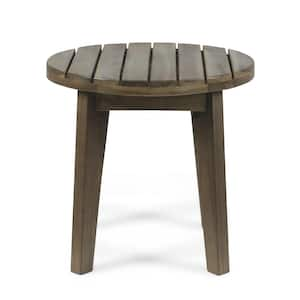 Gray Wood Round Outdoor Side Table 1-Piece