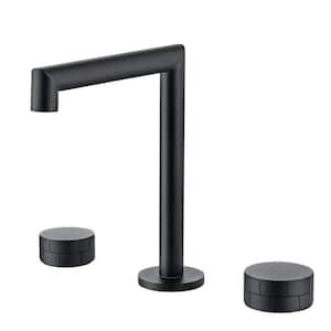 2 Handles 8 in. Widespread High Arc Bathroom Faucet with Hot/Cold Indicators in Matte Black