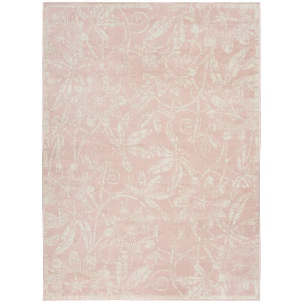 Nourison Whimsicle Pink 6 ft. x 9 ft. Floral Contemporary Area Rug