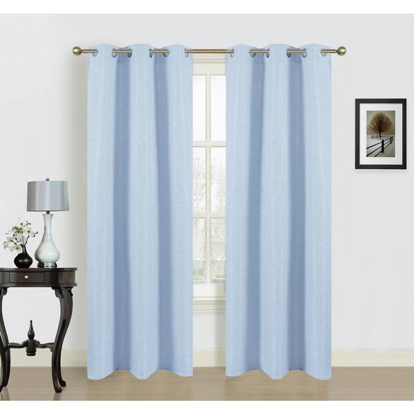 Dainty Home 84 in. Blended Silk Grommet Curtain Panel Pair in Baby Blue (2-Pack)