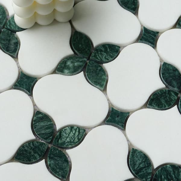 MOLOVO Clover Bloom White and Green 11.82 in. x 11.82 in. Floral