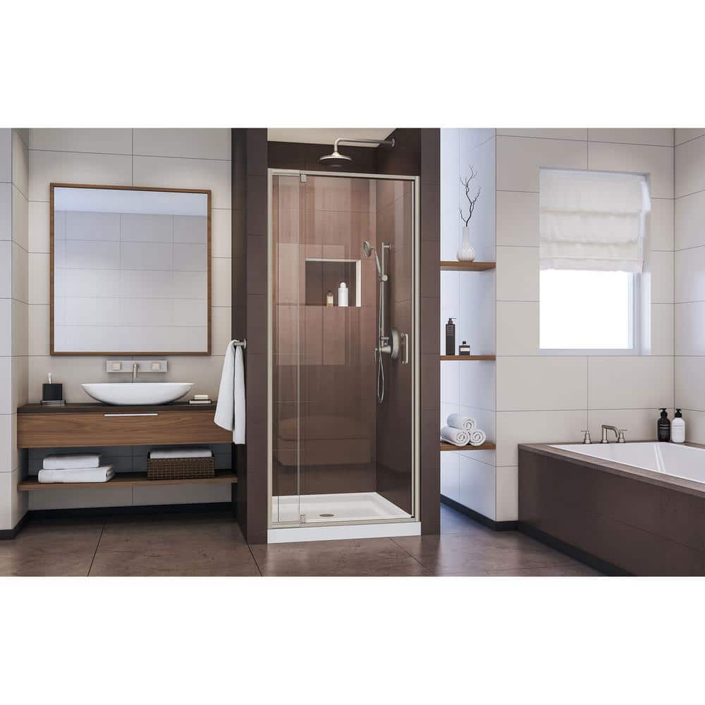 Flex 60" Brushed Nickel Frameless Pivot Shower Door