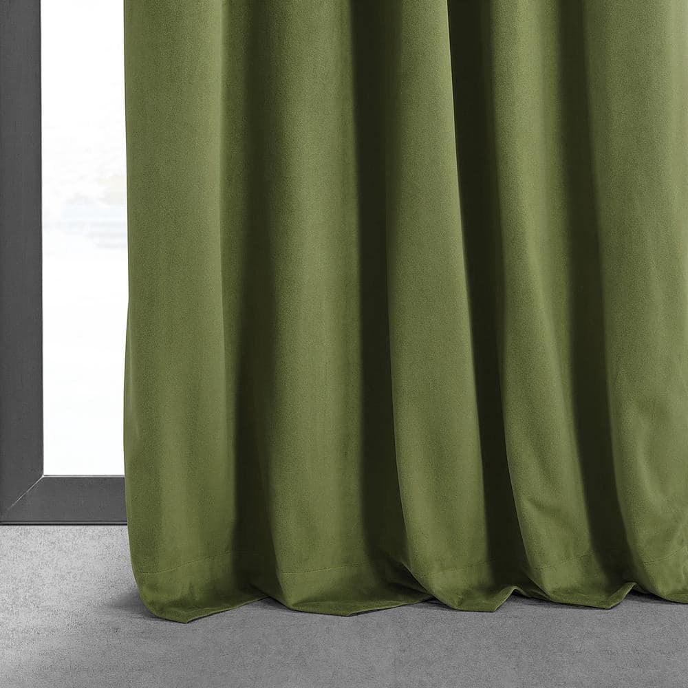 Basque Green Velvet Blackout Curtain Panel, 50" x 96"