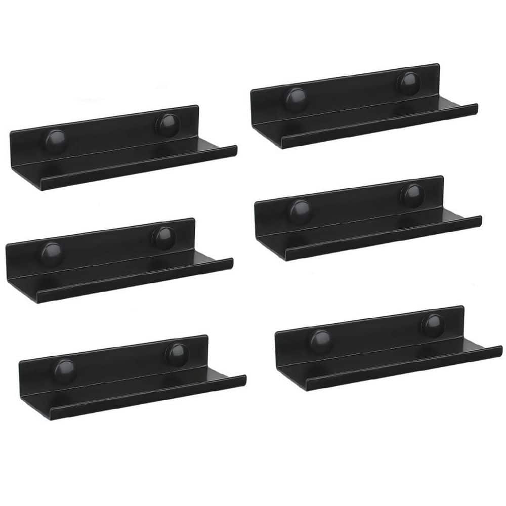 4 in. W x 1.2 in. D Black Metal Vinyl Wall Display Shelf, Albums LP Minimal