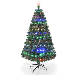 5 ft. Pre-Lit LED Hinged Artificial Christmas Tree with Top Star