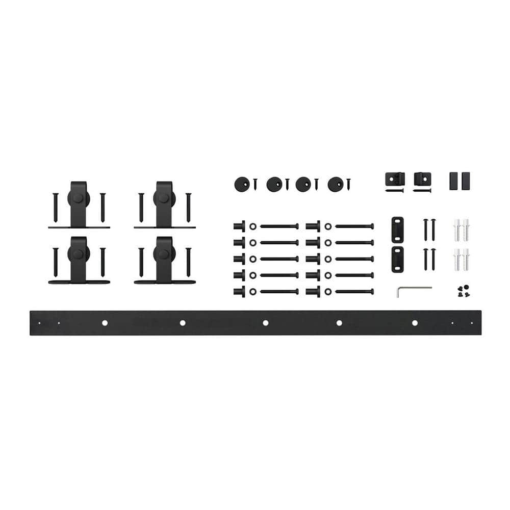 6 ft. Black Solid Steel Mini Sliding Rolling Barn Door Hardware Kit for Double Furniture Wood Doors price history on PriceWatchPro