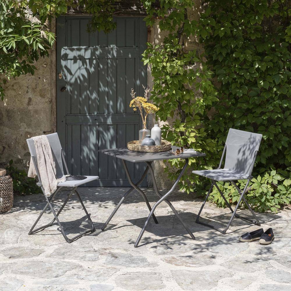 Titanium Gray Galvanized Steel Rectangular Folding Table