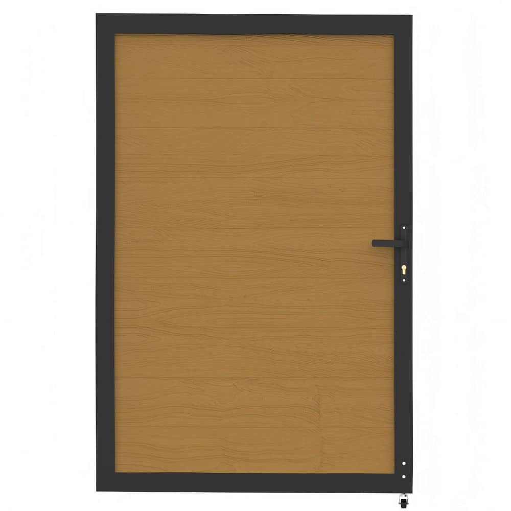 New Version Privacy 4 ft. W x 6 ft. H Aluminum Frame Fence Gate Teak Composite Panel with Security Lock System price history on PriceWatchPro