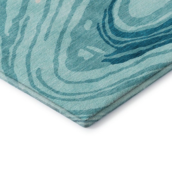 Mayfield Premium Machine Washable Abstract AMF1051 Turquoise 2 ft. x 3 ft. Area Rug