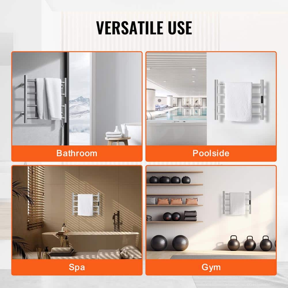Stainless Steel Wall Mounted Heated Towel Rack with Timer