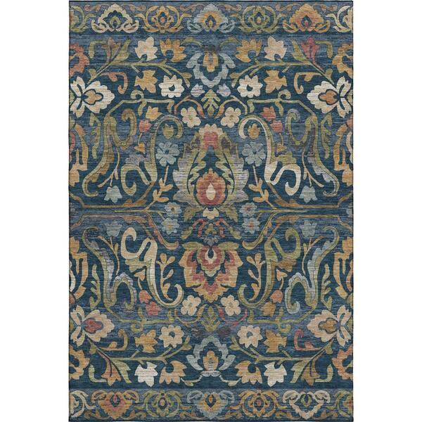 Mayfield Premium Machine Washable Abstract AMF2193 Navy 10 ft. x 14 ft. Area Rug