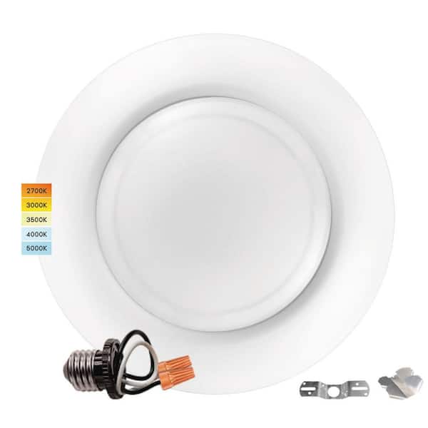 LUXRITE 4 in. LED Disk Lights 10 Watt 5CCT Selectable LED Flush Mount 600LM Dimmable J-Box or 4 in. Can Install Energy Star ETL