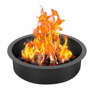 Fire Pit Ring Round 35 in. Outer Steel Liner DIY Campfire Ring Firepit for Outdoor Camping, Bonfires