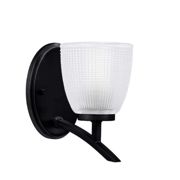 Unbranded Siena 5 in. 1-Light Matte Black Sconce with 5 in. Clear Ribbed Glass Shade No Bulb Included
