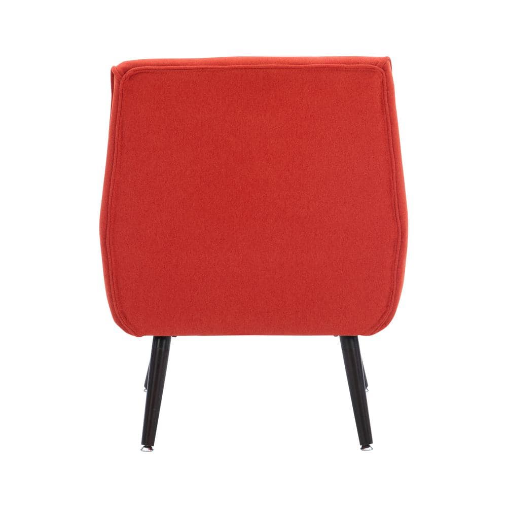 Pimento Red Button Tufted Wood Accent Chair