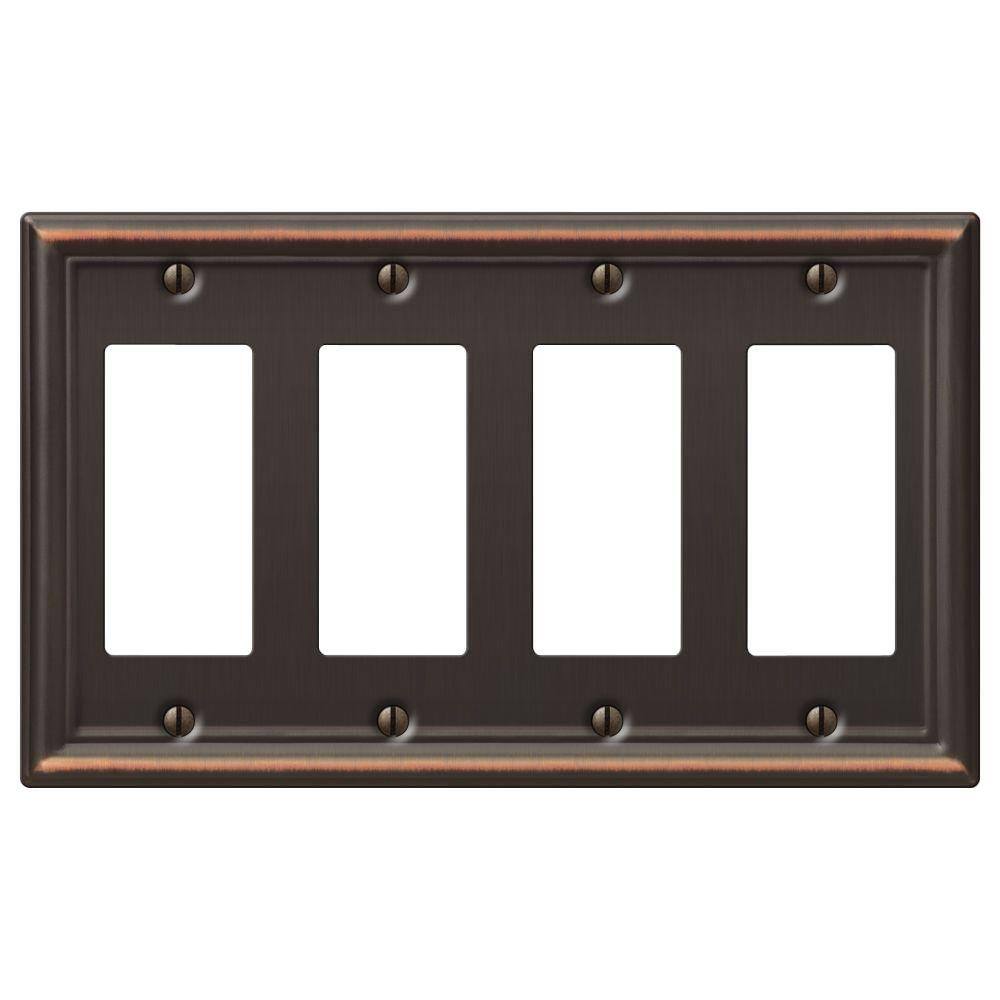 Aged Bronze Steel 4-Gang Rocker Wallplate