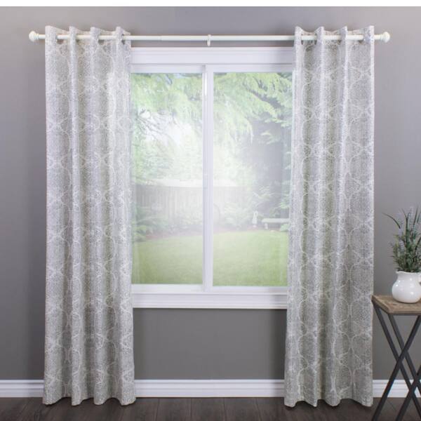 Dia Single Rod Set to 144 in Bright White Urn 72 in Telescoping Curtain 1 in 