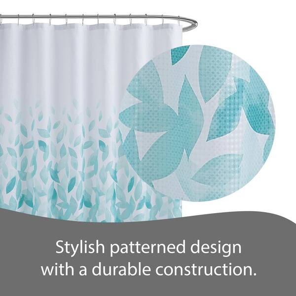 CREATIVE HOME IDEAS 70 in. x 72 in. Ombre Aqua Leaves Shower