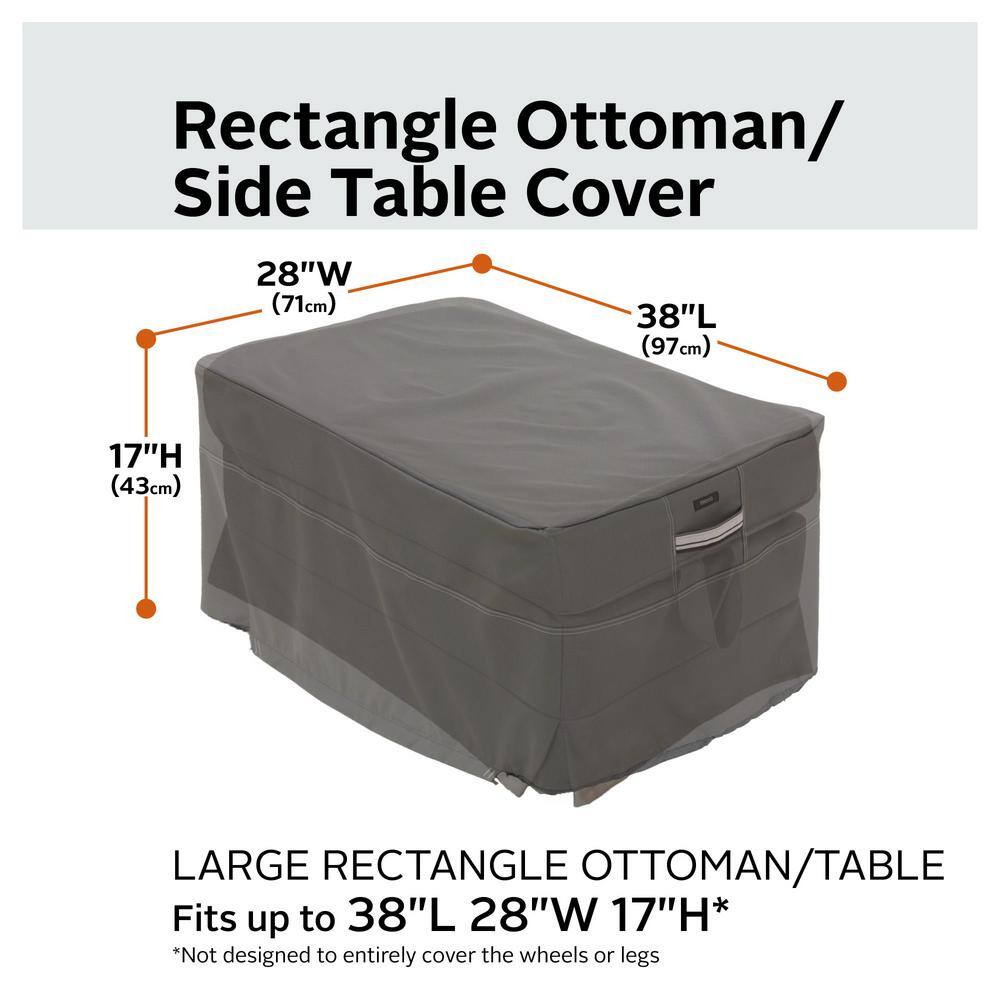 Gray Water-Resistant Rectangular Patio Ottoman/Table Cover