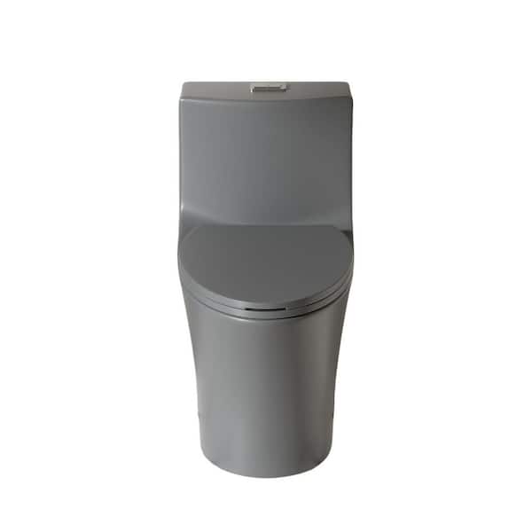 12 in. Rough In 1-Piece 1.1/1.6 GPF Dual Flush Elongated Toilet in Light Gray, Seat Included