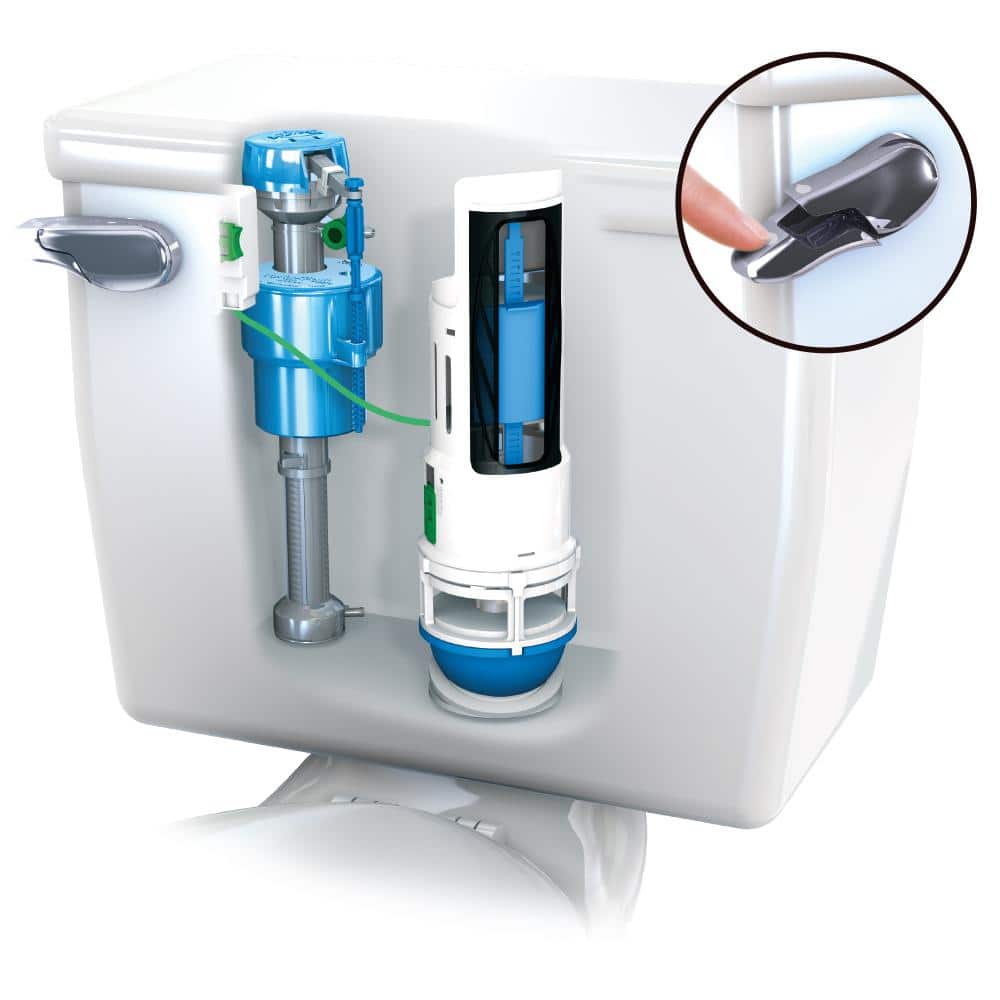 Blue and White Plastic Dual Flush Toilet Repair Kit