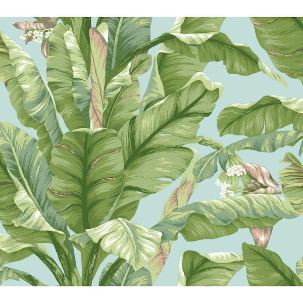 York Wallcoverings Banana Leaf Blue/Green Premium Peel and Stick Wallpaper Roll (Covers 45 sq. ft.)