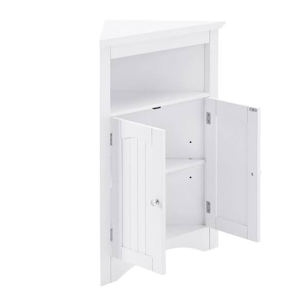 Aoibox 24 in. W x 12 in. D x 32 in. H in White Assembled Floor Corner with Doors and Shelves for Bathroom, Kitchen Cabinet