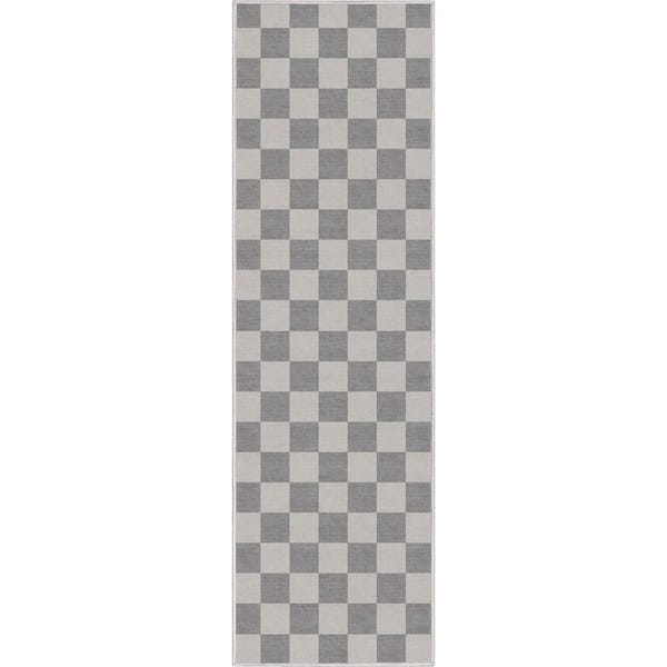 Well Woven Grey 2 ft. 3 in. x 7 ft. 3 in. Runner Flat-Weave Apollo Square Modern Geometric Boxes Area Rug