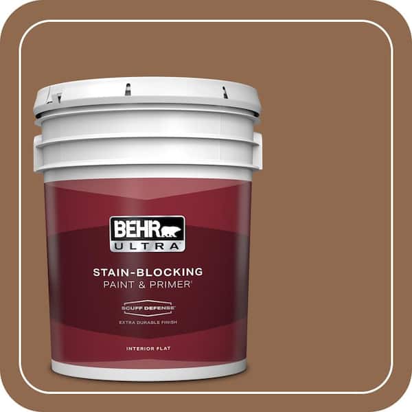 BEHR ULTRA 5 gal. #PPU4-01 Caramel Swirl Extra Durable Flat Interior Paint & Primer