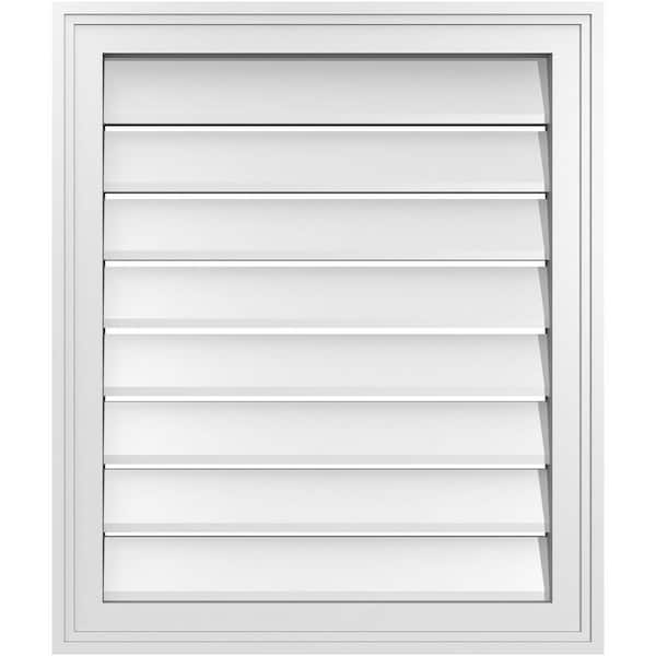 Ekena Millwork 22" x 26" Vertical Surface Mount PVC Gable Vent: Functional with Brickmould Frame