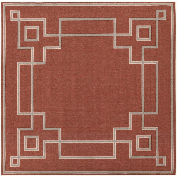 Livabliss Blanche Cherry 7 ft. x 7 ft. Square Indoor/Outdoor Patio Area Rug