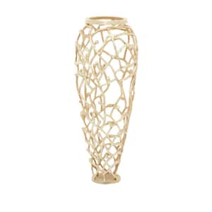 23 in. Gold Aluminum Metal Coral Decorative Vase