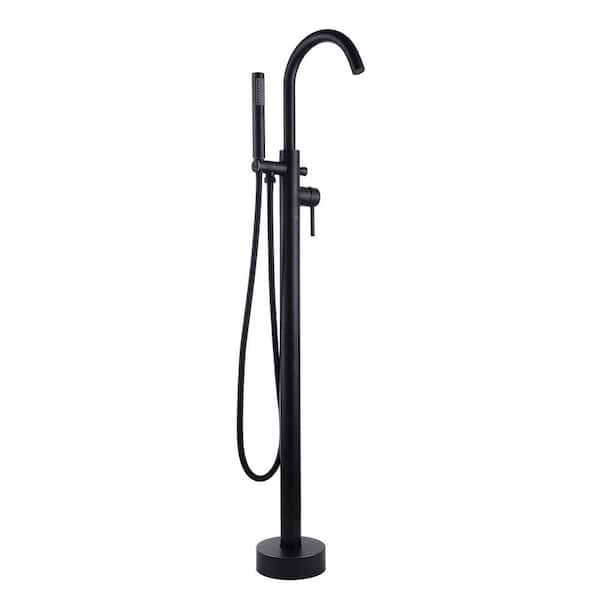 LANBO LB680005ORB 1-Handle Freestanding Floor Mount Tub Filler Faucet with Hand Shower in Oil Rubbed Bronze