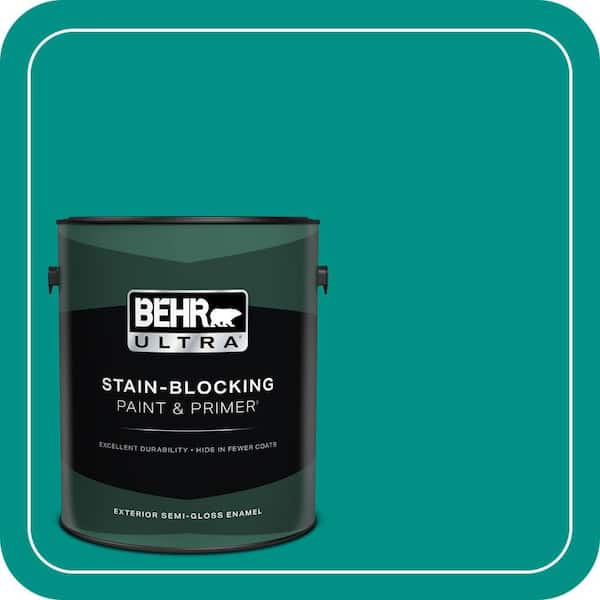 BEHR ULTRA 1 gal. #490B-6 Emerald Coast Semi-Gloss Enamel Exterior Paint & Primer