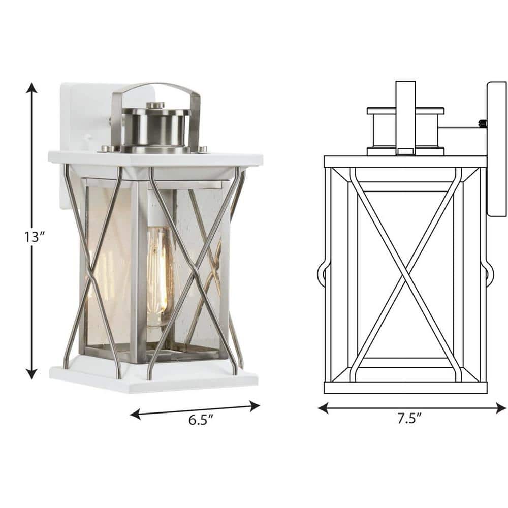 Barlowe 13" Stainless Steel and White Farmhouse Wall Lantern