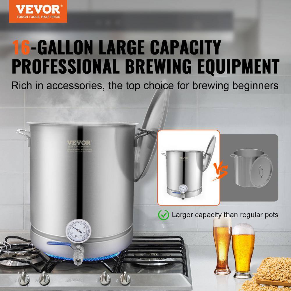 16 Gallon Stainless Steel Induction Ready Brewing Kettle