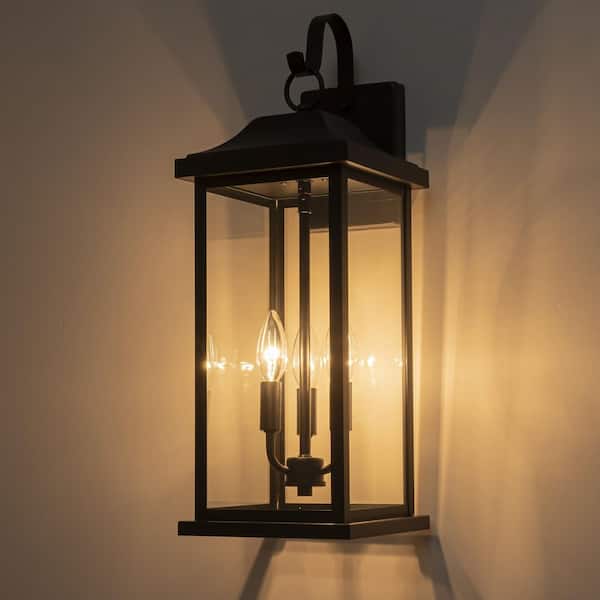 C Cattleya 22.25 in. Large Matte Black Outdoor Hardwired Lantern