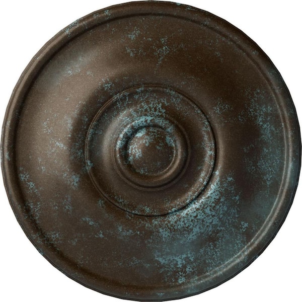 Ekena Millwork 11-3/4" x 3/8" Jefferson Urethane Ceiling Medallion (Fits Canopies upto 2-7/8"), Bronze Blue Patina