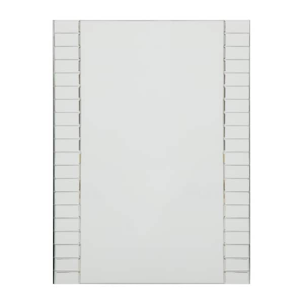 Decor Wonderland 24 in. x 32 in. Single Rectangle Beveled Frameless Decorative Bathroom Mirror with Beveled Edge