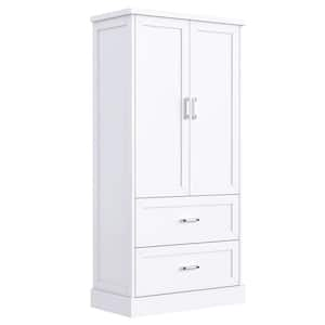 Anky 31.3 in. W 16 in. D 64 in. H White MDF Freestanding Bathroom Storage Linen Cabinet