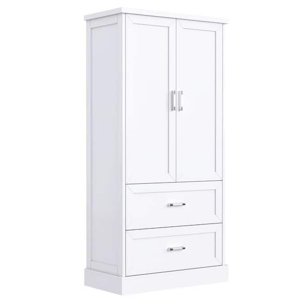 Anky 31.3 in. W 16 in. D 64 in. H White MDF Freestanding Bathroom Storage Linen Cabinet