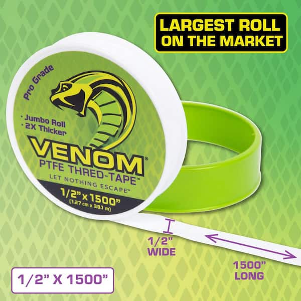 VENOM 1/2 in. x 1500 in. Pipe Thread PTFE Tape VM1500 - The Home Depot
