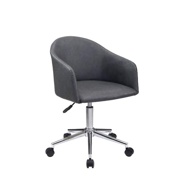 Art Leon HO Gray Faux Leather Swivel Desk Chair with Adjustable Height