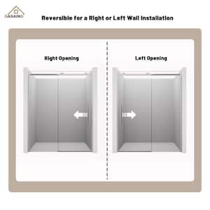 60 in. W x 76 in. H Sliding Frameless Shower Door in Brushed Nickel Finish with 3/8 in.(10 mm) Tempered Clear Glass