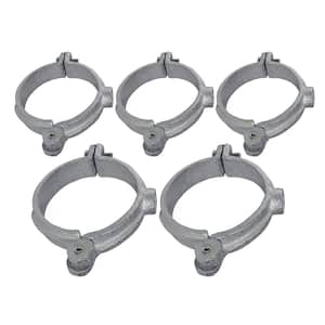 1-1/4 in. Hinged Split Ring Pipe Hanger, Galvanized Iron Clamp with 3/8 in. Rod Fitting, for Suspending Tubing (5-Pack)