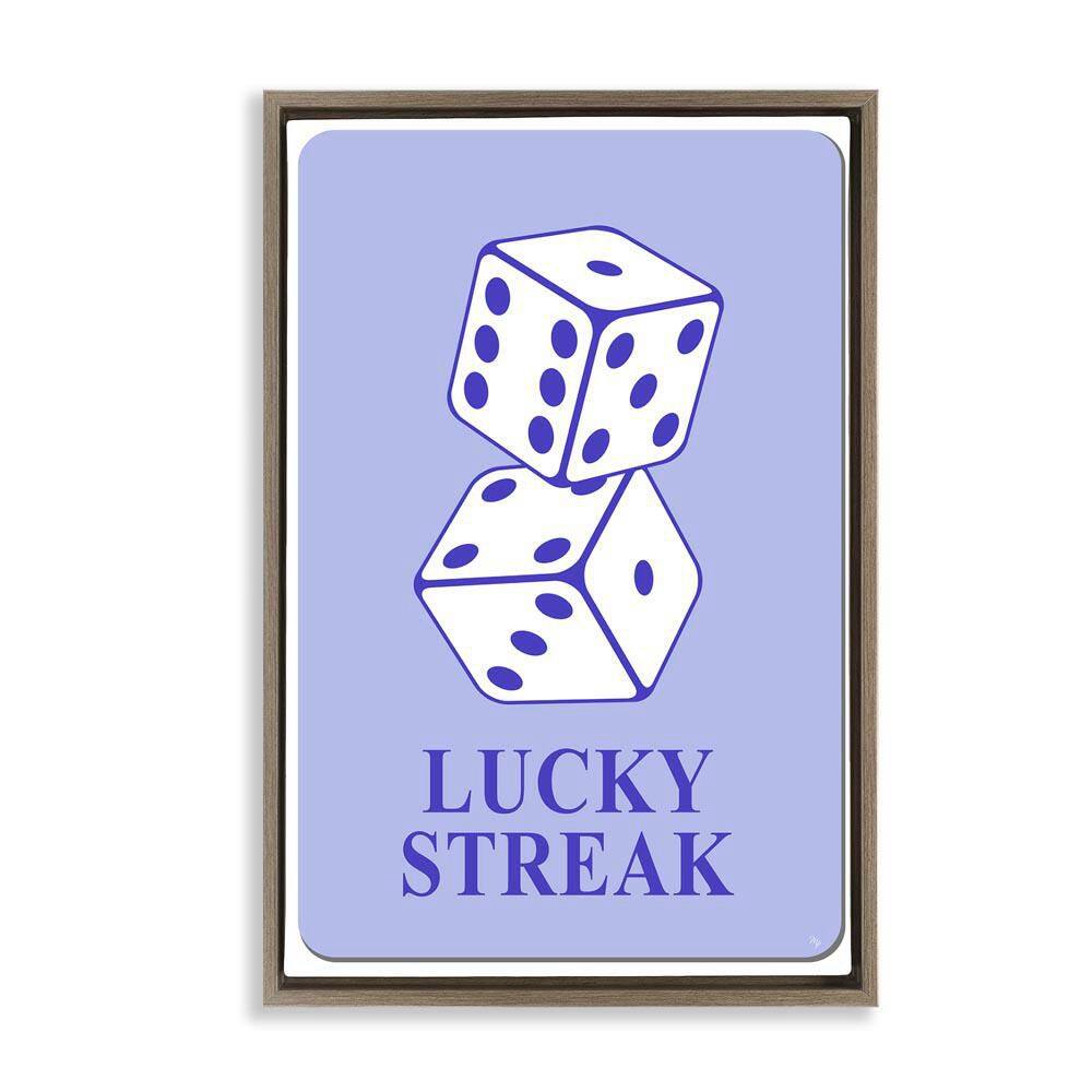 Blue Lucky Streak Dice by Martina Pavlova Brown Floater Frame Typography Graphic Art Print 31 in. x 21 in. price history on PriceWatchPro