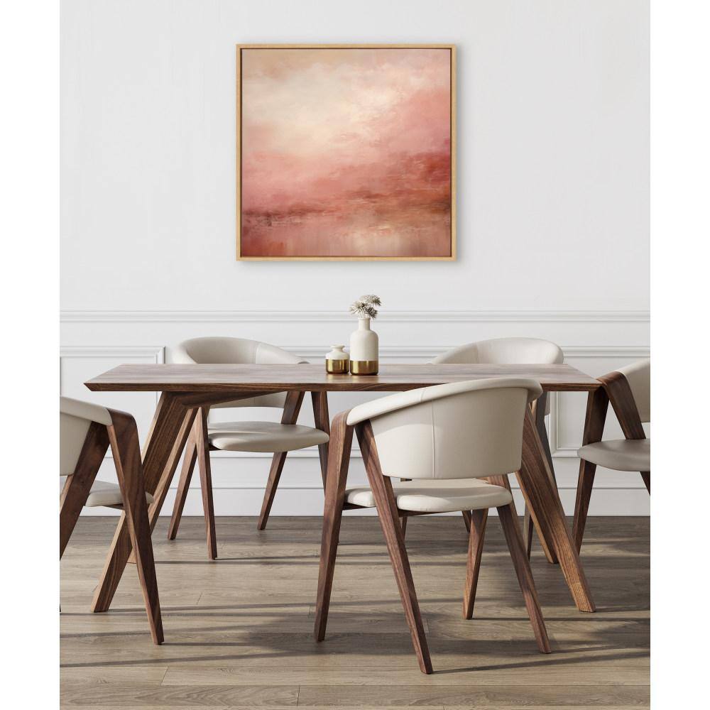 Tonal Abstract Pink and Peach Framed Canvas Art