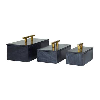 Black Marble Modern Box (Set of 3)